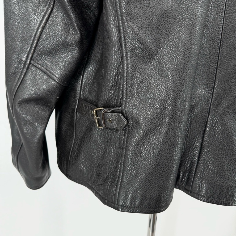 EDDIE BAUER LEGEND Stine Genuine Smooth Leather Full-Zip Bomber Jacket y2k L - Picture 3 of 10